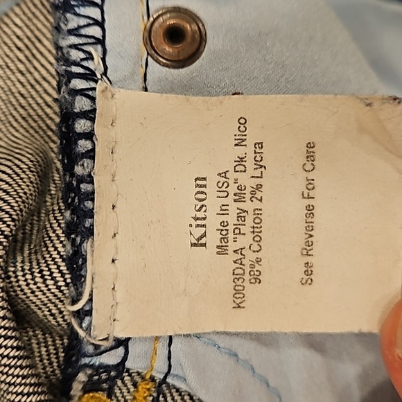 💕KITSON💕 Y2K Play Me Denim Mini Skirt ~ Dark Blue Wash 30 - Picture 11 of 12